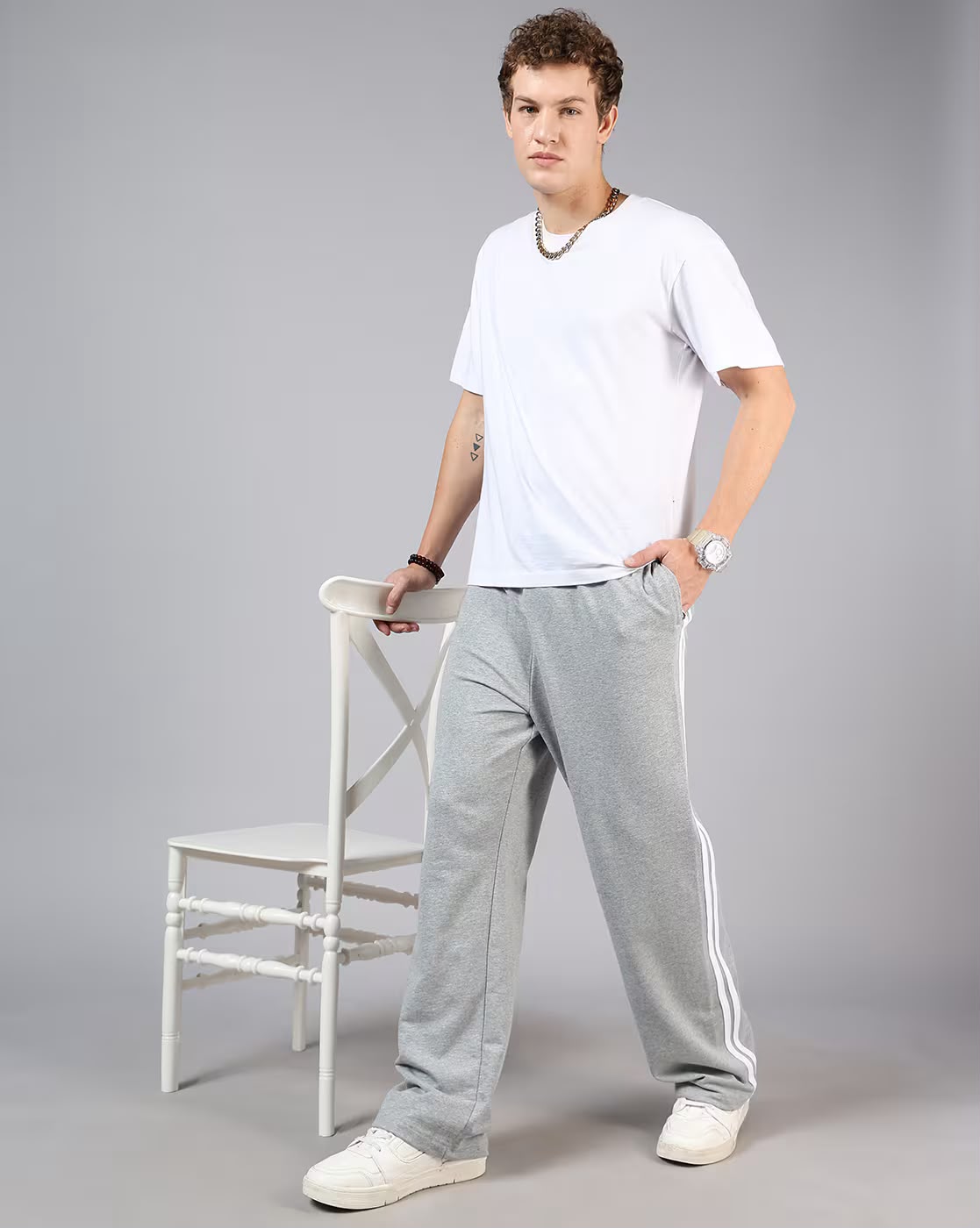 Men’s Jersey Trousers – Soft & Comfortable Track Pants with Side Pockets, Double Side Stripes & Elastic Waistband for Daily Wear