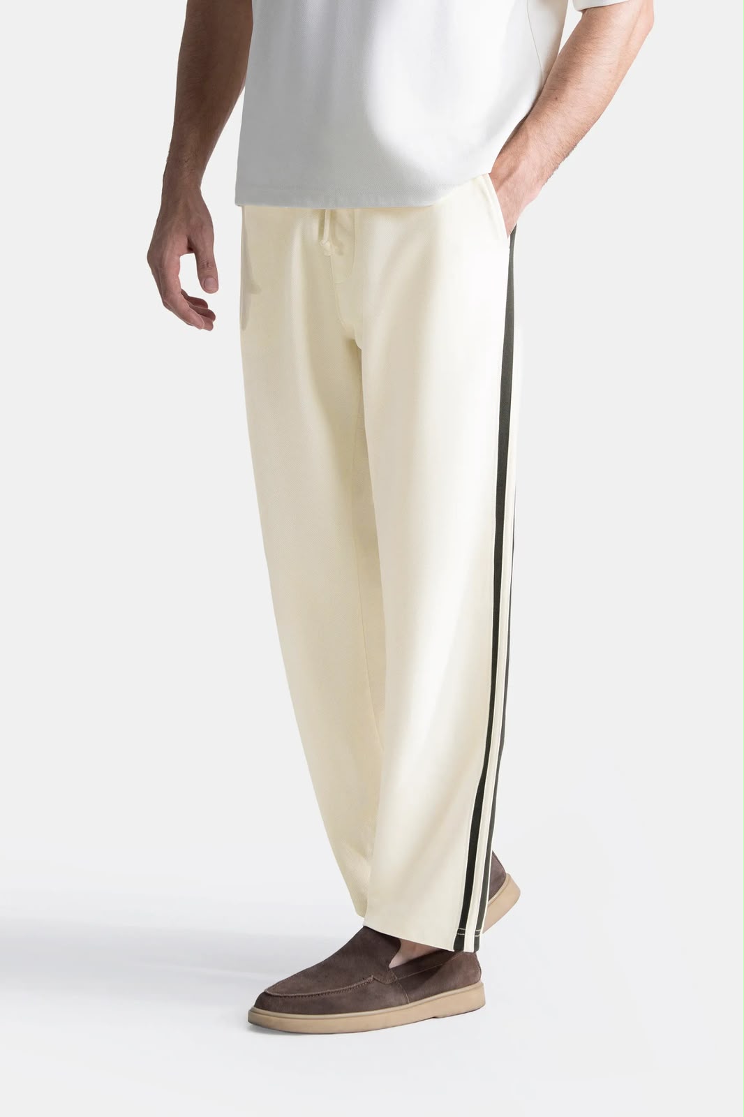 Men’s Jersey Trousers – Soft & Comfortable Track Pants with Side Pockets, Double Side Stripes & Elastic Waistband for Daily Wear