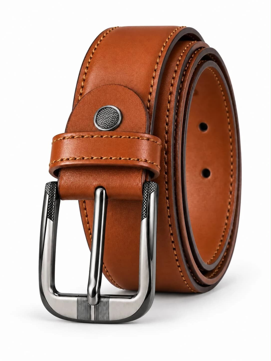 Men’s Leather Belt with Single-Prong Buckle – Stylish Business & Casual Wear Belt